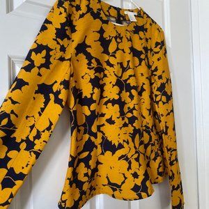 H&M Blue/Gold Peplum Top